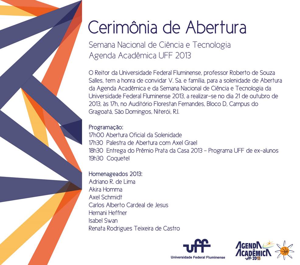 Convite de Abertura - Agenda Acadêmica UFF 2013